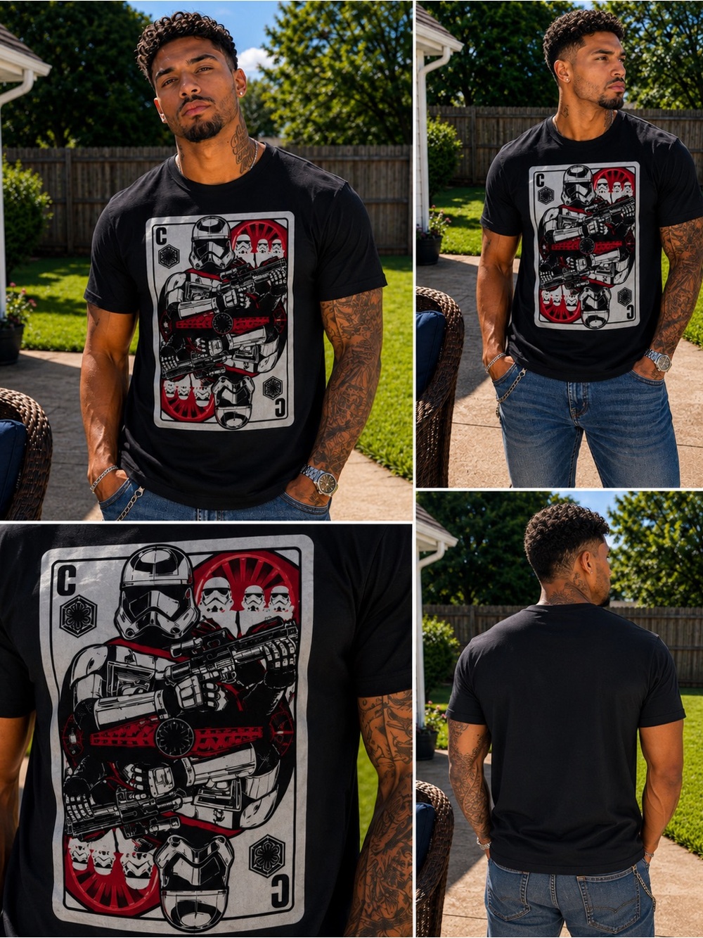 Star Wars Captain Phasma Graphic Tee Men Medium Black Fifth Sun Shirt - Picture 2 of 5